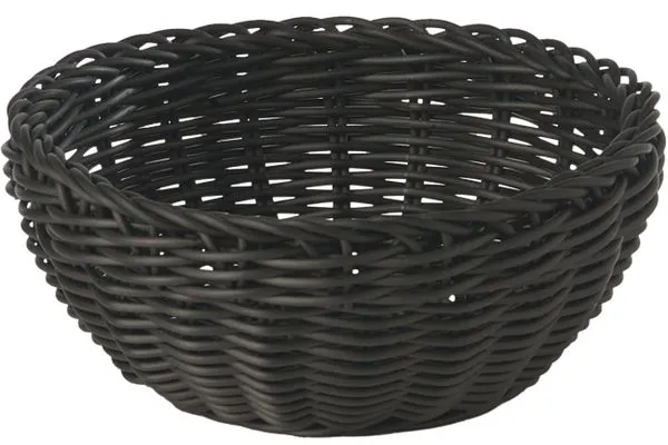 Brødkurv, rund, sort plastflet, Ø20xH8 cm